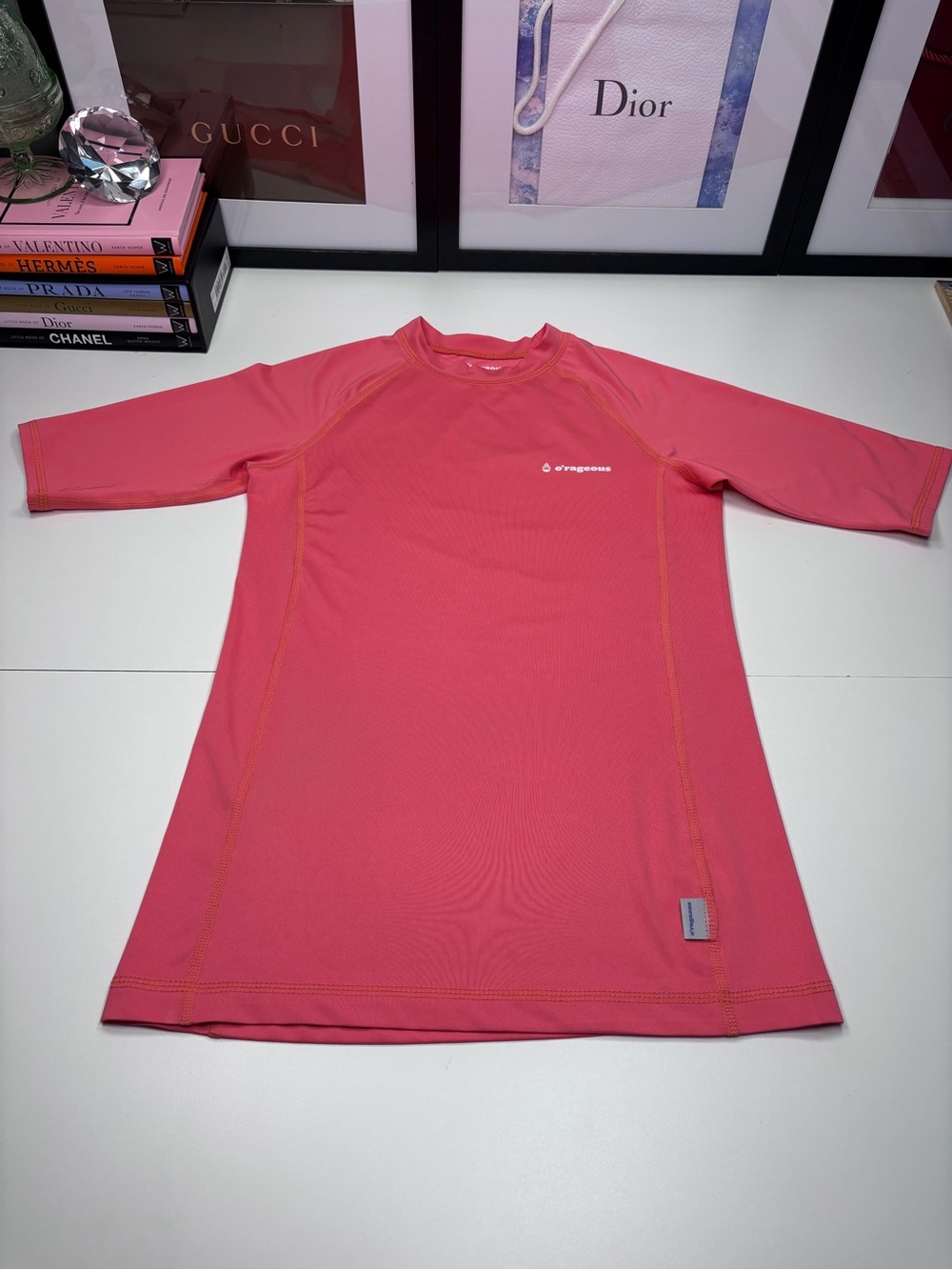 Kids' Coral Short-Sleeve Rashguard Swim Shirt UPF 50 Sun Protection NWOT Youth L